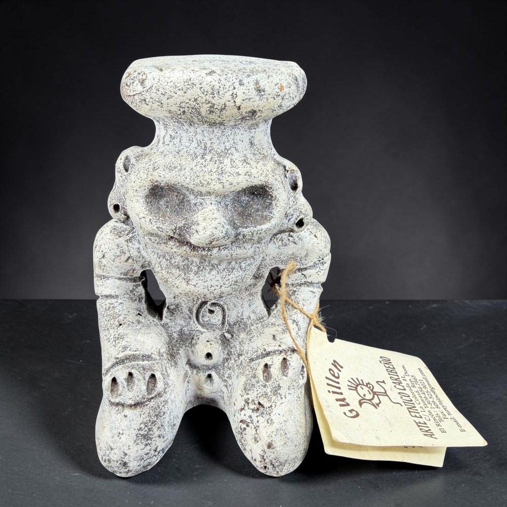 Hermanos Guillen Taino Dios de la Cohoba Ceramic Figure Dominican Republic 5in